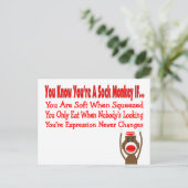 Je weet dat je een sokaap bent als... briefkaart (Staand voorkant)