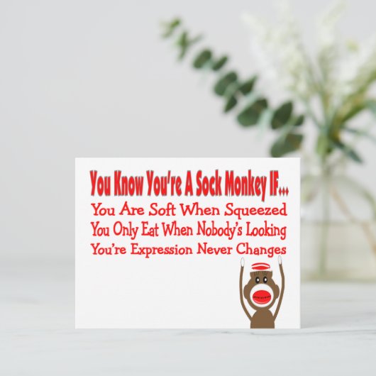 Je weet dat je een sokaap bent als... briefkaart (Staand voorkant)