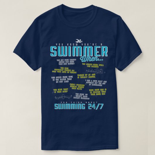 Je weet dat je een zwemmer bent als grappige lijst t-shirt (Design voorkant)
