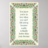 Je weet dat je verliefd bent als je niet in slaap poster (Voorkant)