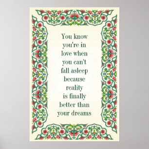 Je weet dat je verliefd bent als je niet in slaap poster