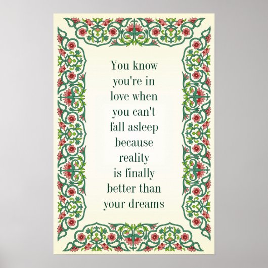 Je weet dat je verliefd bent als je niet in slaap poster (Voorkant)