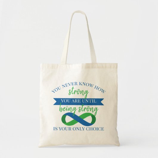 Je weet nooit hoe sterk je bent tote bag (Voorkant)