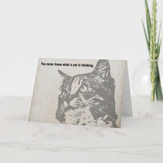 Je weet nooit of een kat denkt aan een verjaardags kaart (Voorkant)
