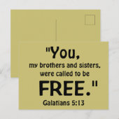 Je werd geroepen om VRIJE Galaten te zijn 5:13 Ver Briefkaart (Voorkant / Achterkant)
