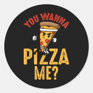 Je Wil Een Pizza Van Me Grappige Ninja Karate Kawa Ronde Sticker