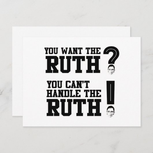 Je wilt de Ruth - je kunt de Ruth niet aan. Briefkaart (Voorkant / Achterkant)