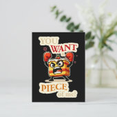 Je wilt een stukje van mij. Boze taart grappige ca Briefkaart (Staand voorkant)