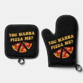 Je wilt me pizza, grappig ovenwant & pannenlap set (Voorkant)