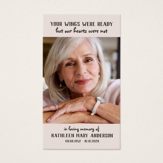 Je woningen waren klaar voor de herdenking. visitekaartje (Voorkant)