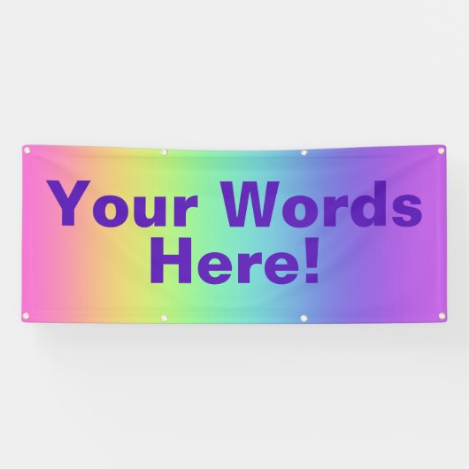 Je woorden hier! Gepersonaliseerd regenboogbanner Spandoek (Horizontaal)