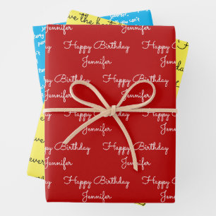 Je woorden met haar naam Birthday 3 Gift Inpakpapier Vel