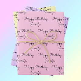 Je woorden met haar naam Birthday Gift Wrapping Pa Inpakpapier Vel