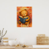Je wordt bemind – Aquarel teddybeer lezend Poster (Keuken)