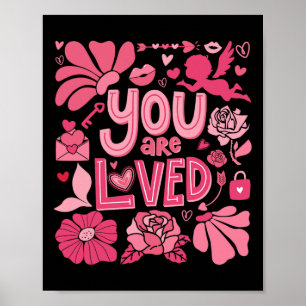 Je wordt bemind Boho Valentijnsdag bloemendag Poster