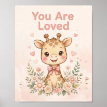 Je wordt bemind Giraffe-kinderkamerposter