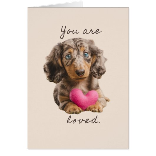 Je wordt bemind – Grappige Dachshund-ansichtkaart- (Voorkant)