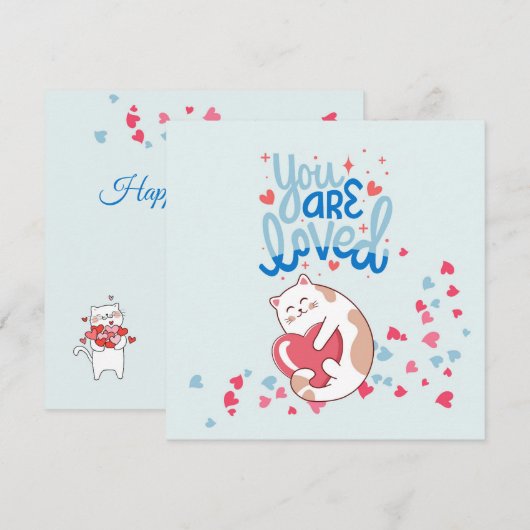Je wordt bemind Katten Valentijn Feestdagenkaart (Voorkant / Achterkant)
