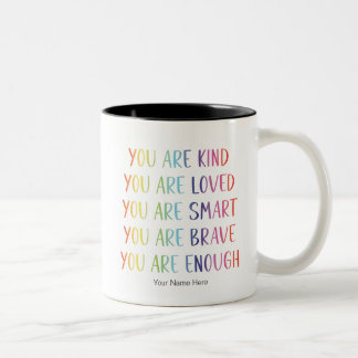 Je wordt bemind Leuk regenboog positieve Affirmati Tweekleurige Koffiemok