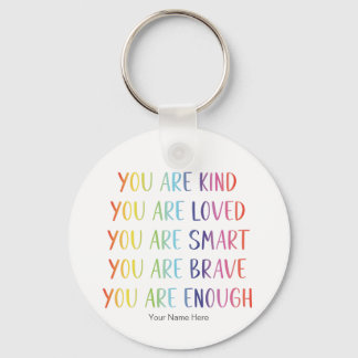 Je wordt bemind Leuk regenboog positieve bevestigi Sleutelhanger