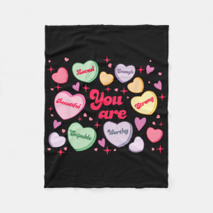 Je wordt bemind waardig genoeg Candy Heart Leraar  Fleece Deken