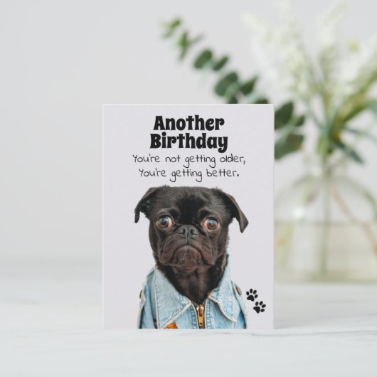 Je wordt beter Verjaardagskaart met pug-hond Briefkaart (Staand voorkant)