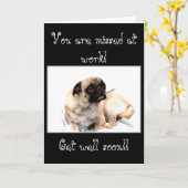 Je wordt gemist op het werk pug wenskaart kaart (Gele Bloem)