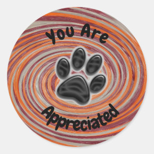Je wordt gewaardeerd Groovy Paw Print Dog Walker Ronde Sticker