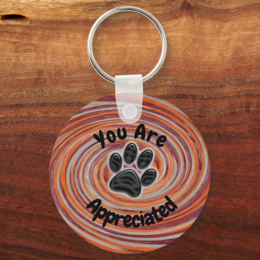Je wordt gewaardeerd Groovy Paw Print Dog Walker Sleutelhanger (Voorkant)