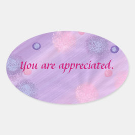 Je wordt gewaardeerd, roze paarse bubbels stickers