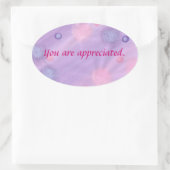 Je wordt gewaardeerd, roze paarse bubbels stickers (Tas)