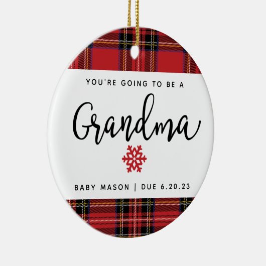 Je wordt grootmoeder zwangerschapsaankondiging. keramisch ornament (Rechts)