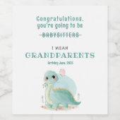 Je wordt grootouders Baby Dinosaurus Wijn Etiket (Enkel label)