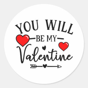 Je wordt mijn valentijn met pijl en hartliefde ronde sticker