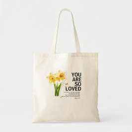 Je wordt zo bemind bloemige christen tote bag