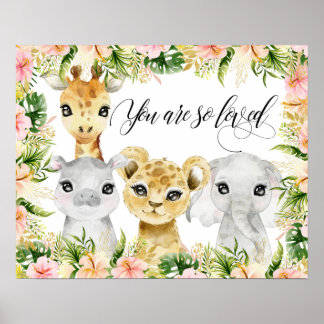 Je wordt zo bemind, waterverf safari dieren poster