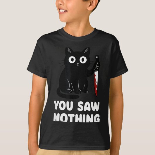 Je Zag Niets Grappigs Zwarte Kat T-shirt (Voorkant)