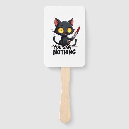 Je Zag Niets Zwarte Kat Grappig Halloween Handwaaier (Voorkant)