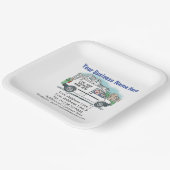 Je zakelijke gegevens op het plein papieren bordje (Gebogen)