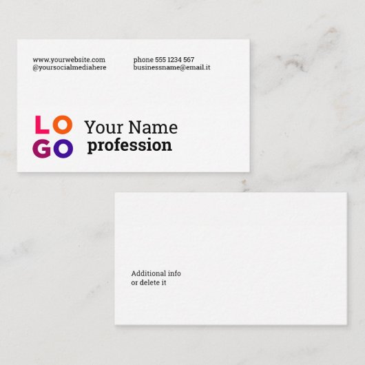 Je zakelijke Logo is eenvoudig Visitekaartje (Voorkant / Achterkant)