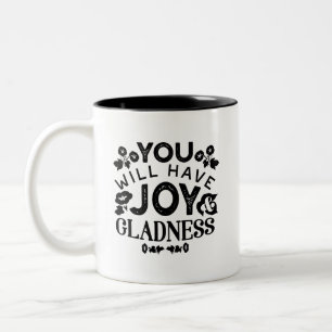 Je Zal Blijdschap en Vreugde Hebben Inspirerende S Tweekleurige Koffiemok
