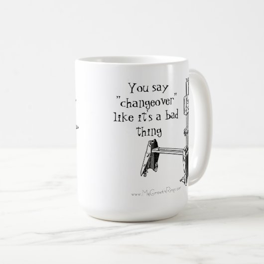 "Je zegt Changeover alsof het een slechte zaak is" Koffiemok (Voorkant rechts)