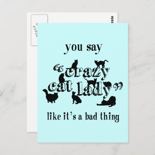 Je zegt dat gekke kat dame alsof het een slechte z briefkaart (Voorkant / Achterkant)