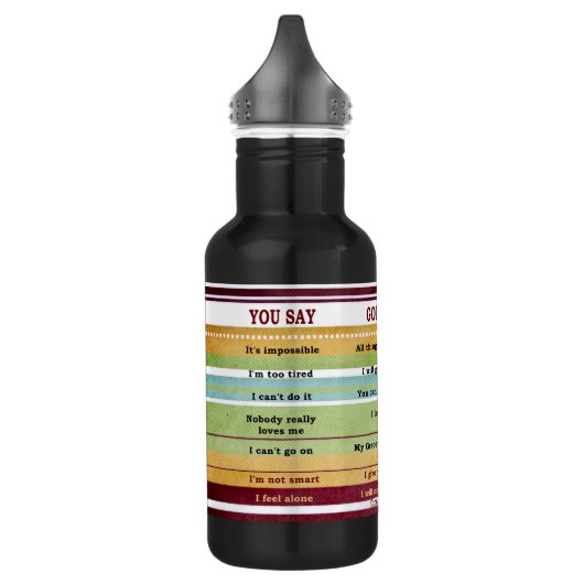 "Je zegt/God zegt" Inspirerend Bijbelversen Waterfles (Links)