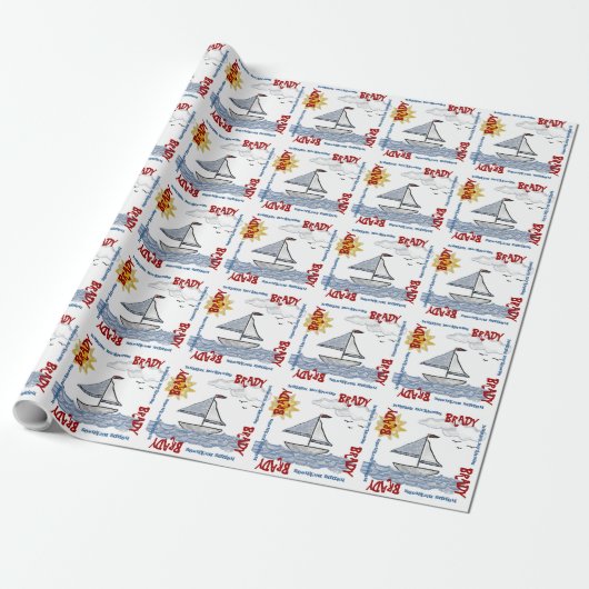 Je zeilboot personaliseren cadeaupapier (Uitgerold)