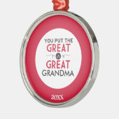 Je zet de Grote in Grote Oma Metalen Ornament (Links)