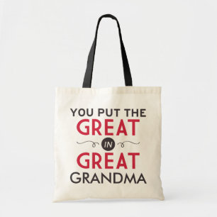 Je zet de Grote in Grote Oma Tote Bag
