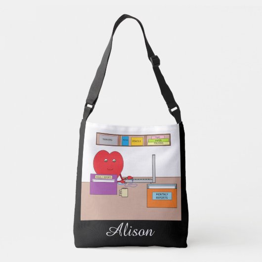 Je zet je hart in je werk: crossbody tas (Achterkant)