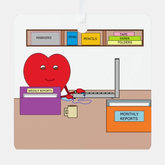 Je zet je hart in je werk metalen ornament (Voorkant)