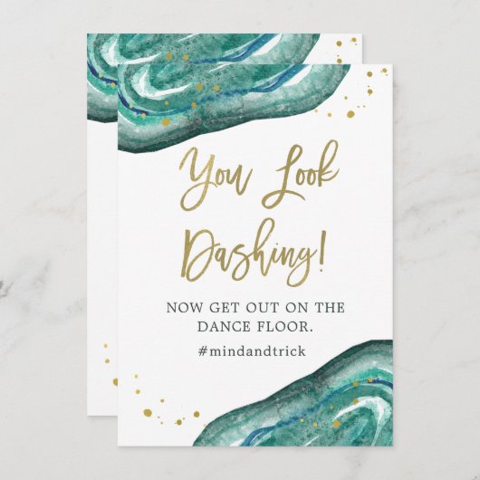 Je ziet er elegant uit | Teal Geode en Gouden Trou Kaart (Voorkant / Achterkant)